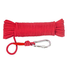 Load image into Gallery viewer, 8mm Emergency Escape Rope with Climbing Buckle Magnet Fishing Rope Nylon Rescue Safety Rope 20m Length for Outdoor Sports
